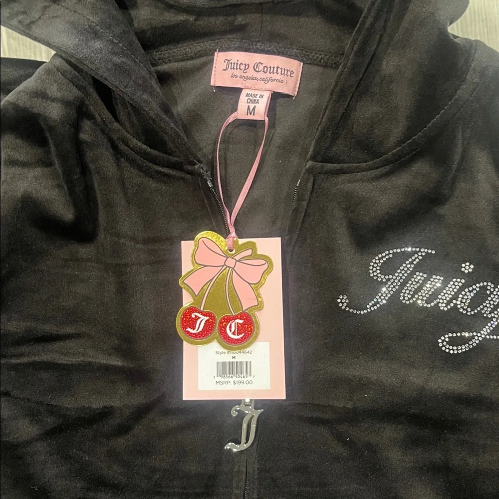 Juicy Couture Black Velour Hoodie Jumpsuit - Picture 2 of 4